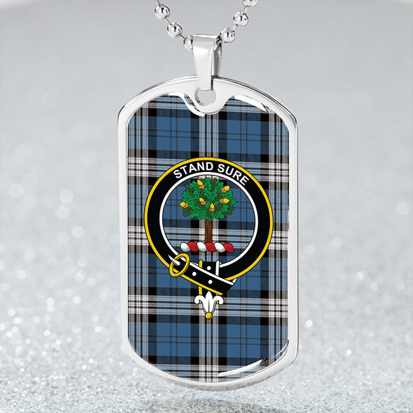 Anderson Blue Modern Clan Badge Classic Tartan Dog Tag Necklace