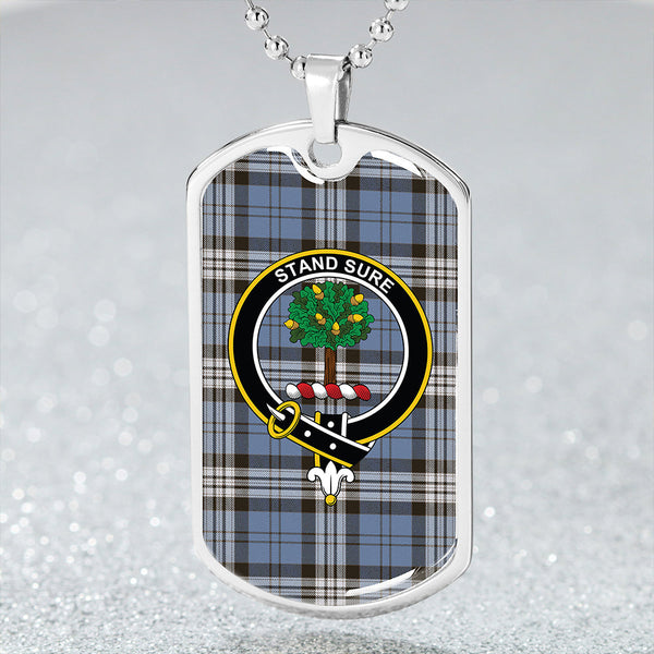 Anderson Blue Weathered Clan Badge Classic Tartan Dog Tag Necklace