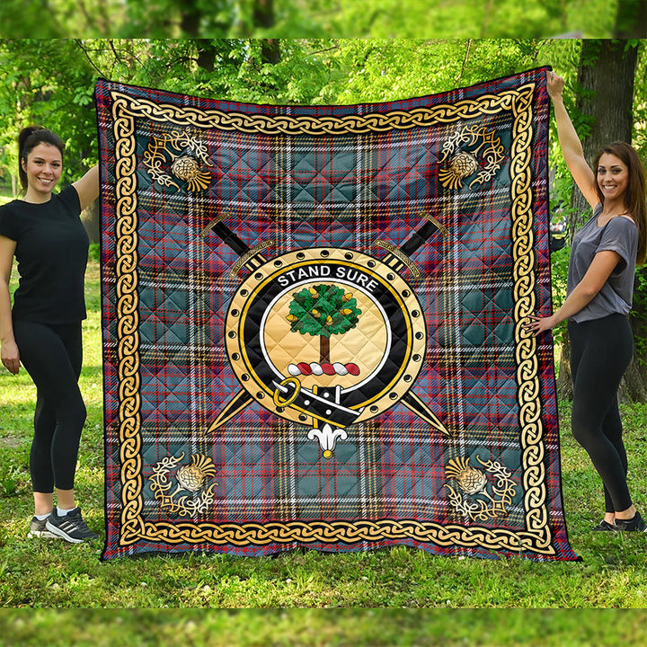 Anderson of Kinneddar Hunting Clan Badge Tartan Premium Quilt Celtic Shield