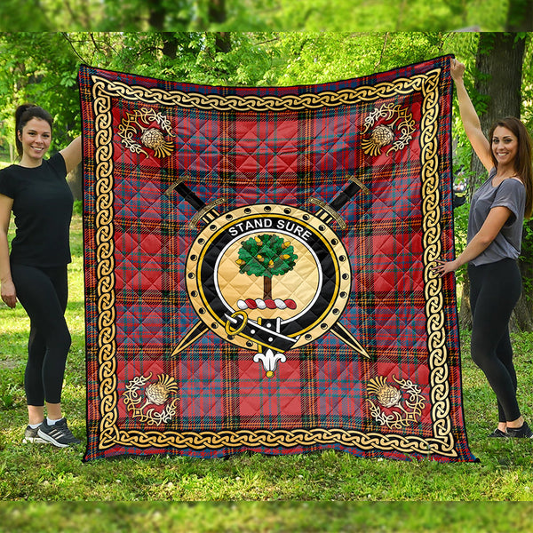 Anderson of Kinneddar Red Ancient Clan Badge Tartan Premium Quilt Celtic Shield