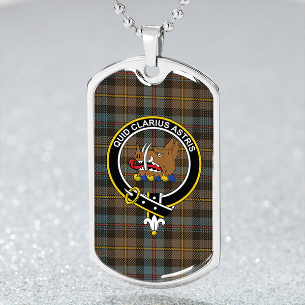 Baillie Weathered Clan Badge Classic Tartan Dog Tag Necklace