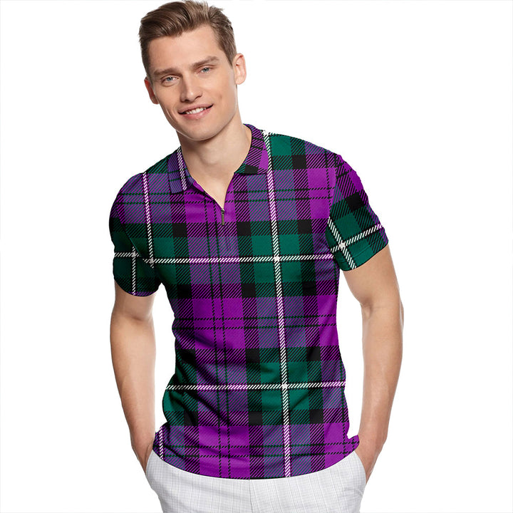 Baillie (Highland Society of London) Modern Tartan Classic Lapel Zip Short Sleeve Polo