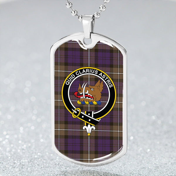 Baillie (Highland Society of London) Weathered Clan Badge Classic Tartan Dog Tag Necklace