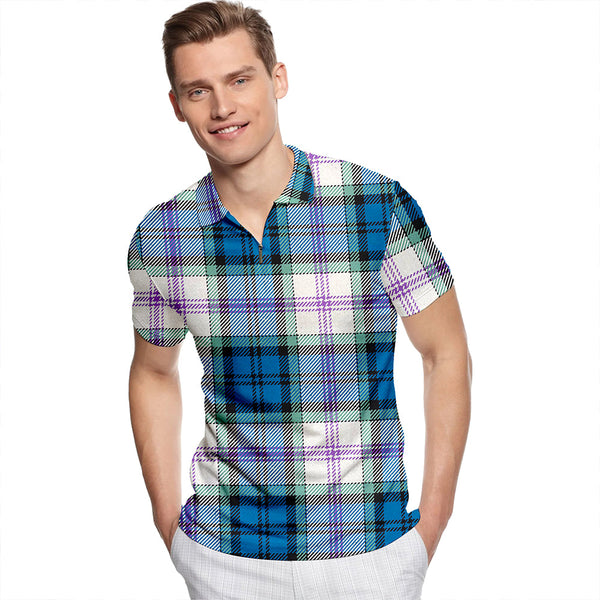 Baird Dress Dance (Baines Dress Dance) Tartan Classic Lapel Zip Short Sleeve Polo
