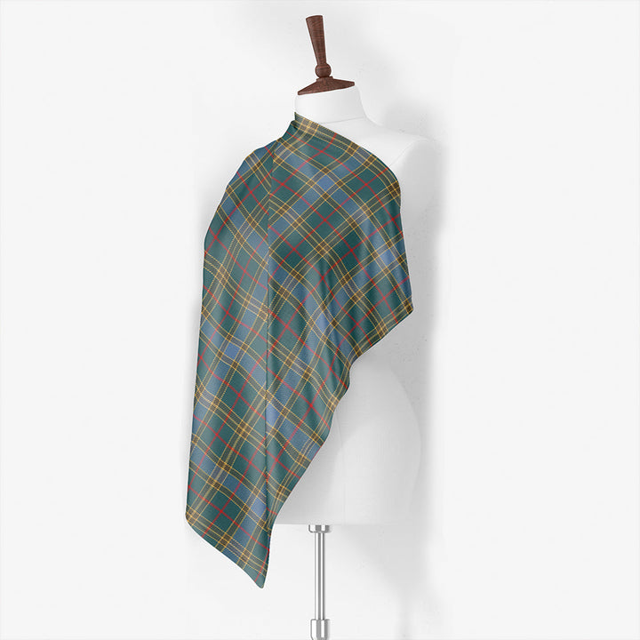 Balfour Blue Weathered Tartan Classic Silk Habotai Square Scarf