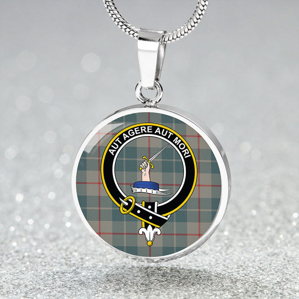 Barclay Hunting #2 Weathered Clan Badge Tartan Classic Circle Necklace