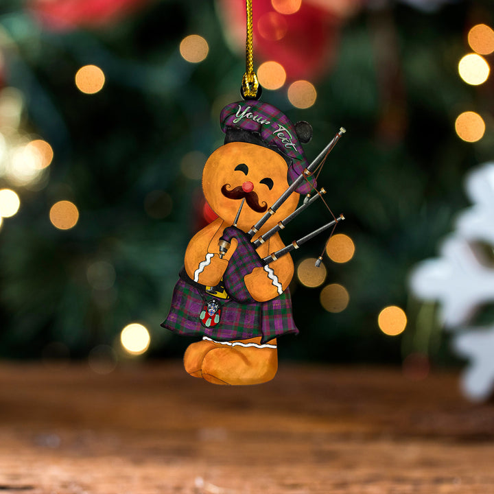 Belfrage (Belfarge) Ancient Clan Badge Tartan Wood Acrylic Ornament Gingerbread Bagpipe Personalized