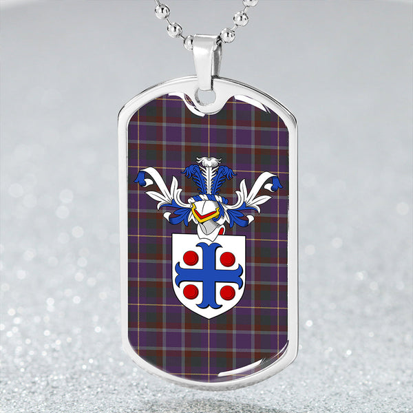 Belfrage (Belfarge) Weathered Clan Badge Classic Tartan Dog Tag Necklace