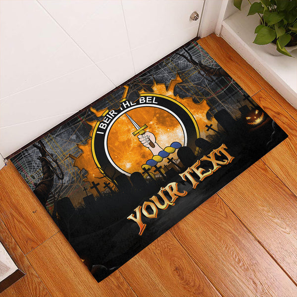 Bell of the Borders Ancient Clan Badge Tartan Personalize Doormat Happy Halloween Style