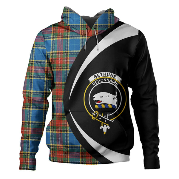 Bethune Ancient Clan Badge Tartan Hoodie Circle Style