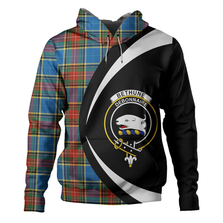 Bethune Ancient Clan Badge Tartan Hoodie Circle Style