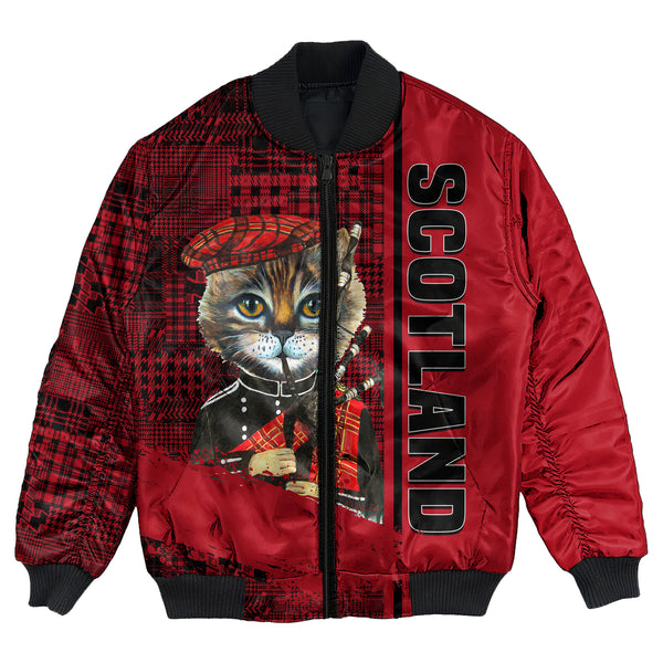 Scotland Cat Bagpipes Bomber Jacket | Celticprime.com