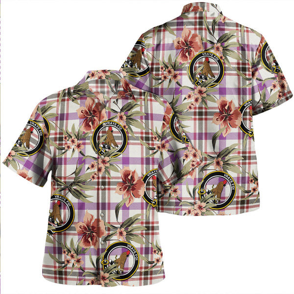 Boswell Dress Weathered Clan Badge Tartan Aloha Hawaiian Shirt Tropical Old Style