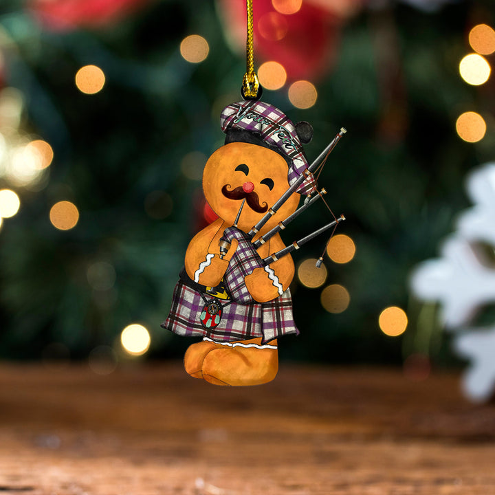 Boswell Dress Weathered Clan Badge Tartan Wood Acrylic Ornament Gingerbread Bagpipe Personalized
