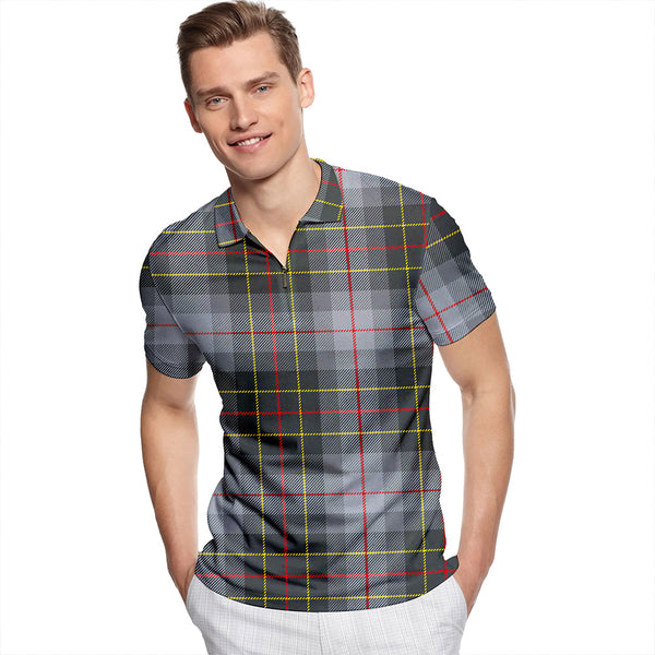 Brodie Silver (Brodie Muted) Modern Tartan Classic Lapel Zip Short Sleeve Polo