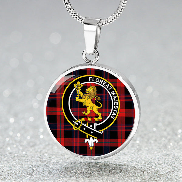 Brown (Broun) Modern Clan Badge Tartan Classic Circle Necklace