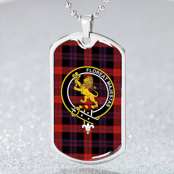 Brown (Broun) Modern Clan Badge Classic Tartan Dog Tag Necklace