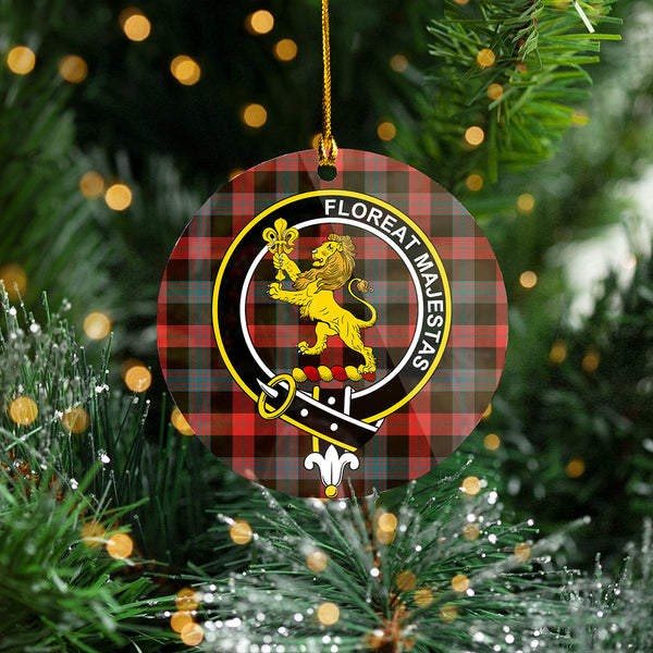 Brown (Broun) Weathered Clan Badge Tartan Plastic Christmas Ornaments