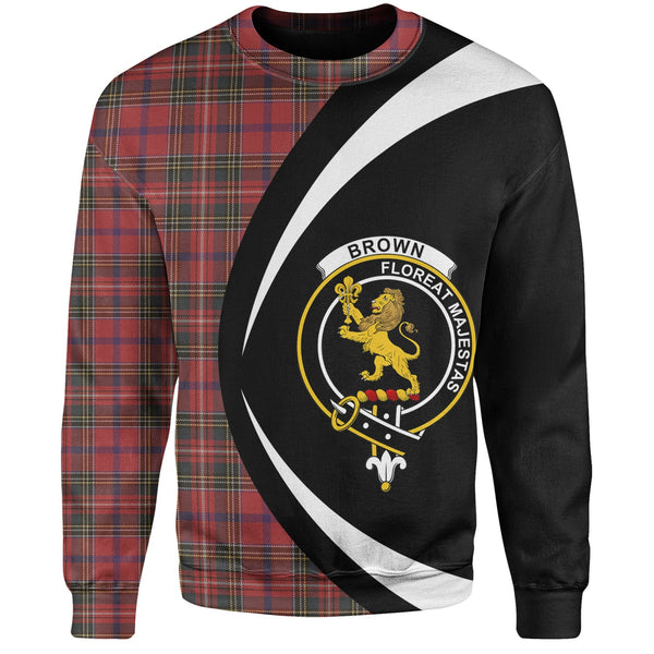 Brown of Castledean (Broun of Castledean) Weathered Clan Badge Tartan Sweatshirt Circle Style Personalized