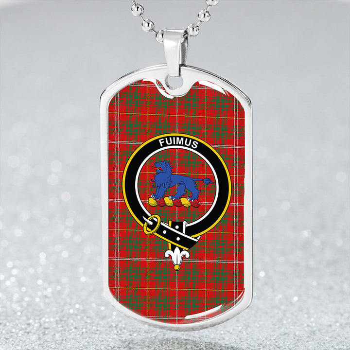 Bruce (Vestiarium Scoticum) Weathered Clan Badge Classic Tartan Dog Tag Necklace