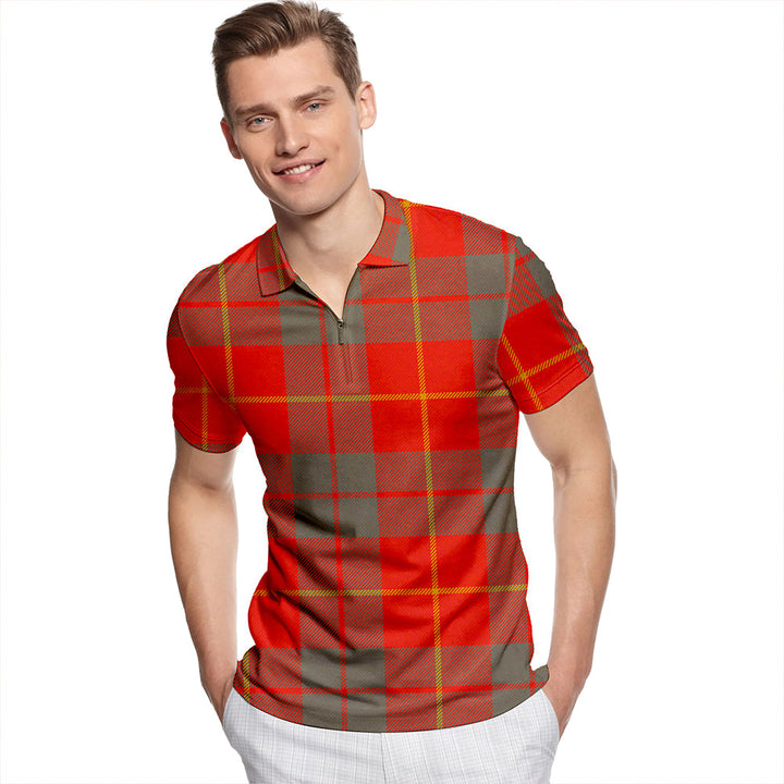 Bryce Ancient Tartan Classic Lapel Zip Short Sleeve Polo