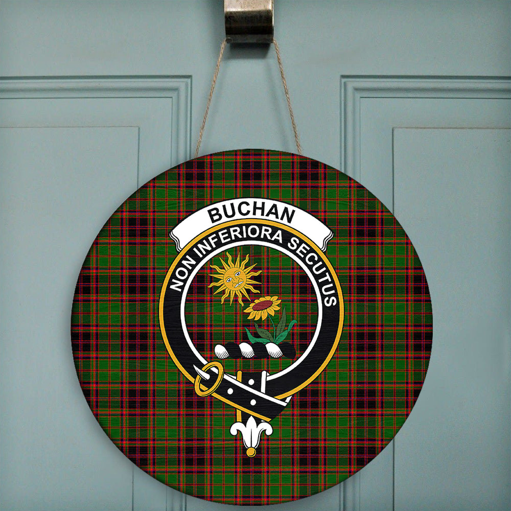 Buchan Ancient Tartan Crest Wall Hanging Banner - Wood Pole