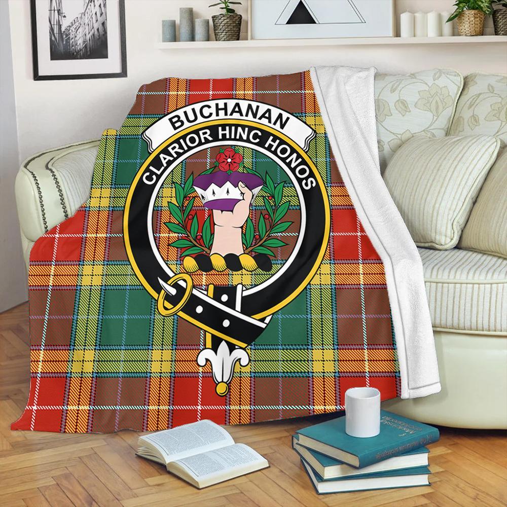 Buchanan Old Sett Tartan Crest Premium Blanket
