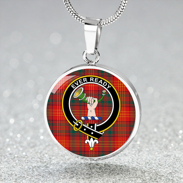 Burns 1930 Modern Clan Badge Tartan Classic Circle Necklace