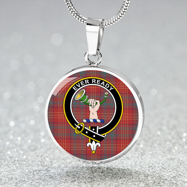Burns 1930 Weathered Clan Badge Tartan Classic Circle Necklace