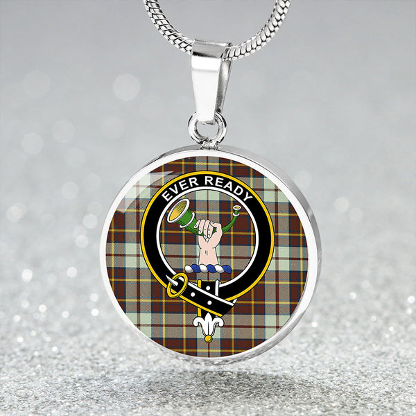 Burns Battalion Modern Clan Badge Tartan Classic Circle Necklace