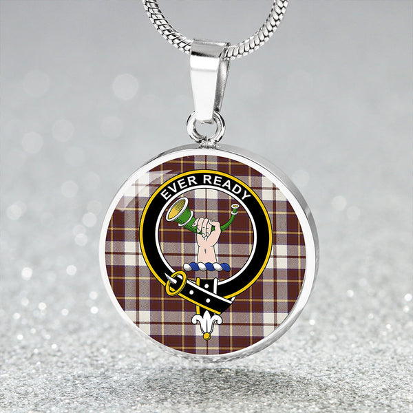 Burns Battalion Weathered Clan Badge Tartan Classic Circle Necklace