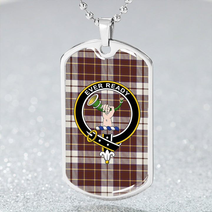 Burns Battalion Weathered Clan Badge Classic Tartan Dog Tag Necklace