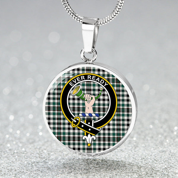 Burns Heritage Check Modern Clan Badge Tartan Classic Circle Necklace