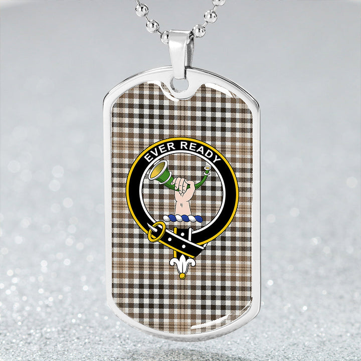 Burns Heritage Check Weathered Clan Badge Classic Tartan Dog Tag Necklace