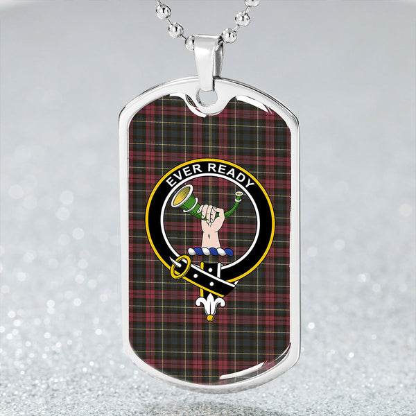 Burns Heritage Weathered Clan Badge Classic Tartan Dog Tag Necklace