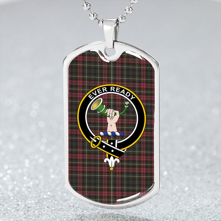 Burns Heritage Weathered Clan Badge Classic Tartan Dog Tag Necklace