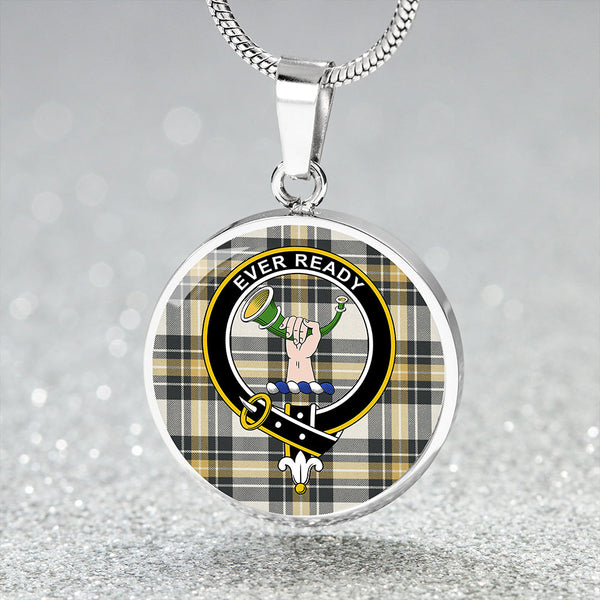 Burns Weathered Clan Badge Tartan Classic Circle Necklace