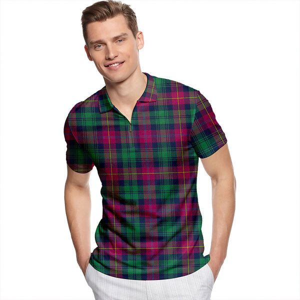 Cairns of Finavon Modern Tartan Classic Lapel Zip Short Sleeve Polo