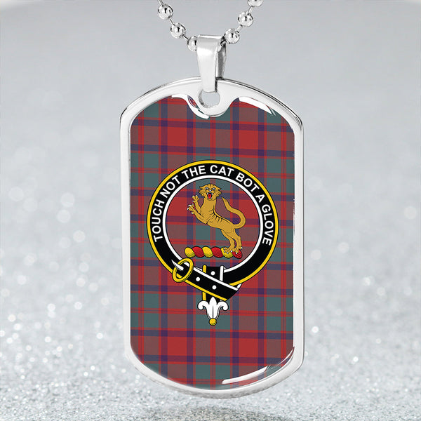 Caledonian (MacKintosh #3) Weathered Clan Badge Classic Tartan Dog Tag Necklace