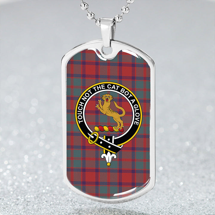 Caledonian (MacKintosh #3) Weathered Clan Badge Classic Tartan Dog Tag Necklace