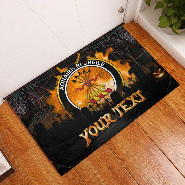Cameron of Erracht Modern 2 Clan Badge Tartan Personalize Doormat Happy Halloween Style