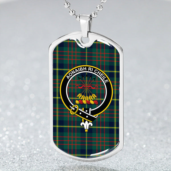 Cameron of Lochiel Hunting Modern 2 Clan Badge Classic Tartan Dog Tag Necklace