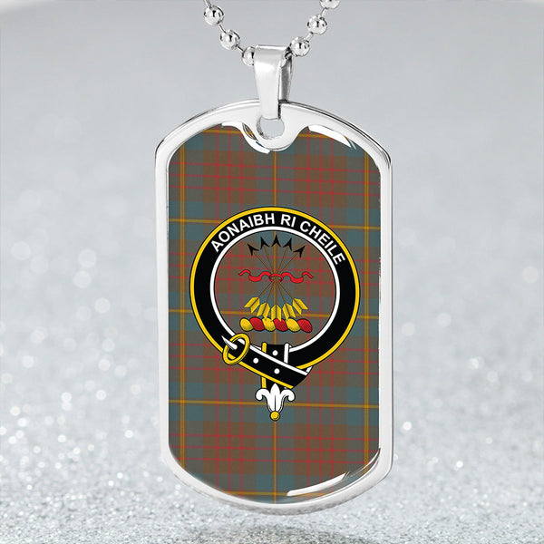 Cameron of Lochiel Hunting Weathered 2 Clan Badge Classic Tartan Dog Tag Necklace