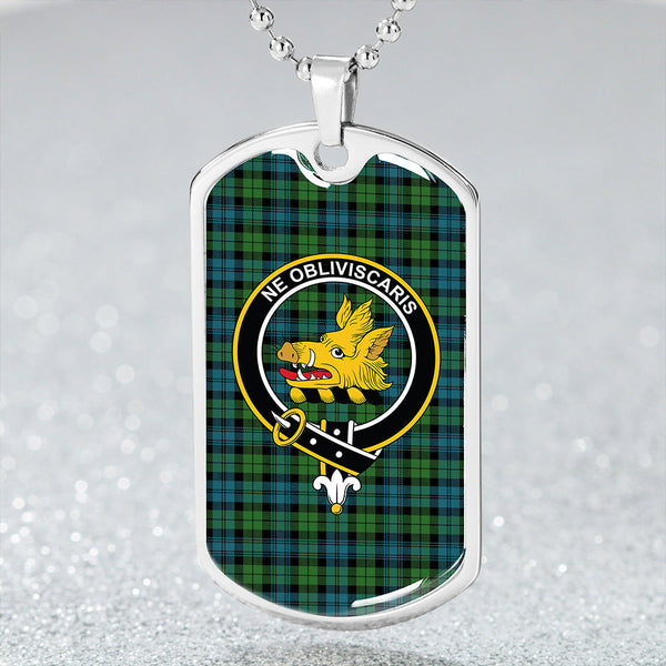 Campbell Ancient 2 Clan Badge Classic Tartan Dog Tag Necklace