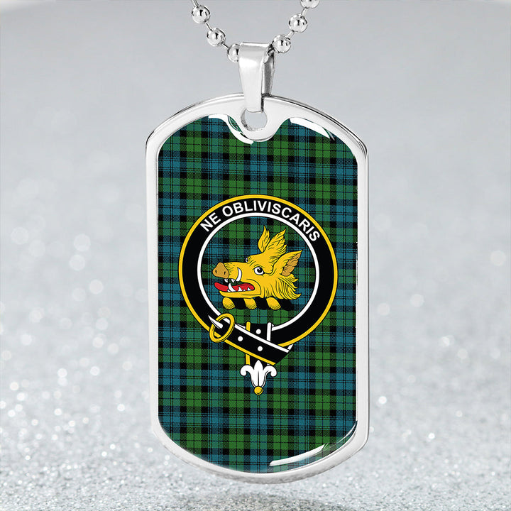 Campbell Ancient 2 Clan Badge Classic Tartan Dog Tag Necklace