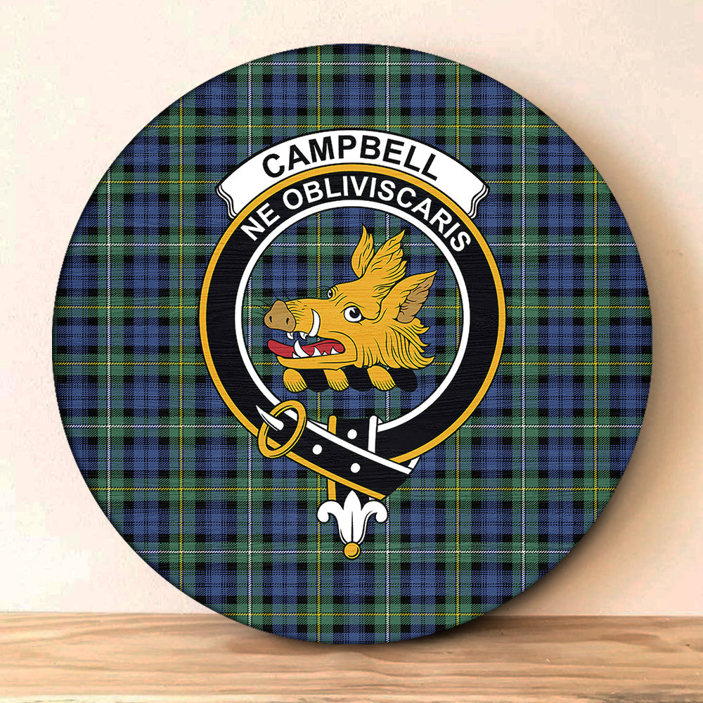 Campbell Argyll Weathered Tartan Crest Wall Hanging Banner