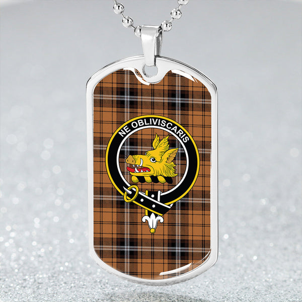 Campbell Camel Modern 2 Clan Badge Classic Tartan Dog Tag Necklace