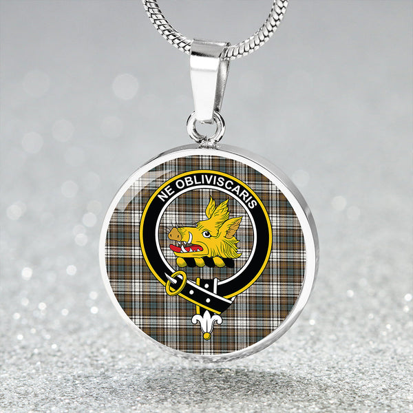 Campbell Dress Weathered 2 Clan Badge Tartan Classic Circle Necklace