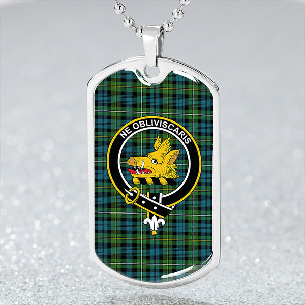 Campbell of Argyll Ancient 2 Clan Badge Classic Tartan Dog Tag Necklace