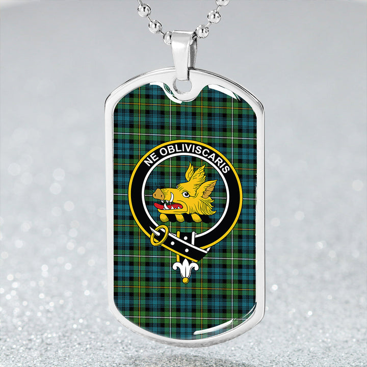 Campbell of Argyll Ancient 2 Clan Badge Classic Tartan Dog Tag Necklace